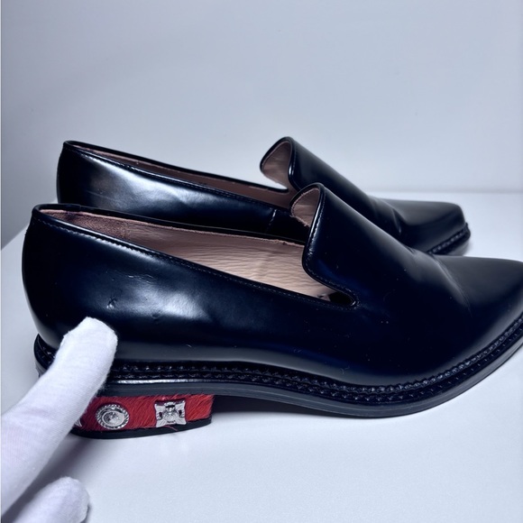 ✨SOLD Toga Pulla Black Leather Fur Stud Western Embellished Slip On Loafers Size - Picture 4 of 9